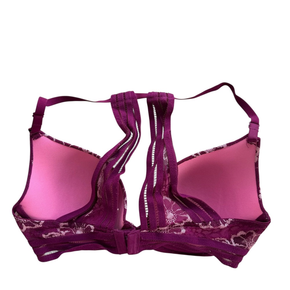 Victoria's Secret PINK 32D Purple & Pink Floral Lace Lightly Lined Racerback Bra - Picture 2 of 16